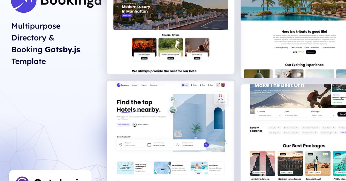 Bookinga – Gatsby.JS 预订和目录模板