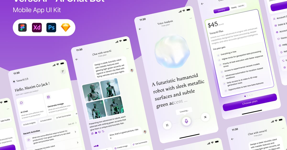 VerseAI – AI 聊天助手 UI UX 套件
