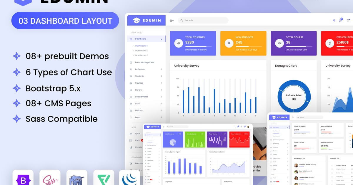 PHP 教育管理后台 Bootstrap 模板