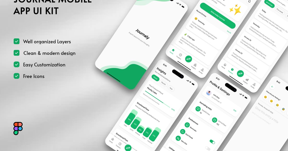 Journal 移动应用 UI 套件