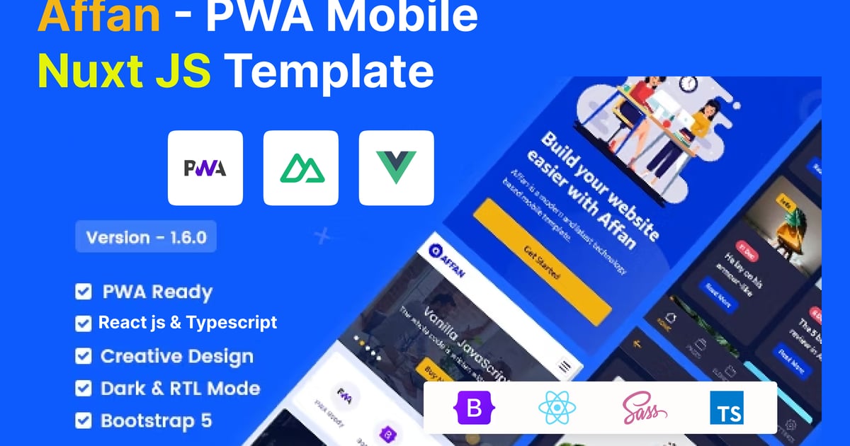Affan – PWA 移动 Nuxt JS 模板