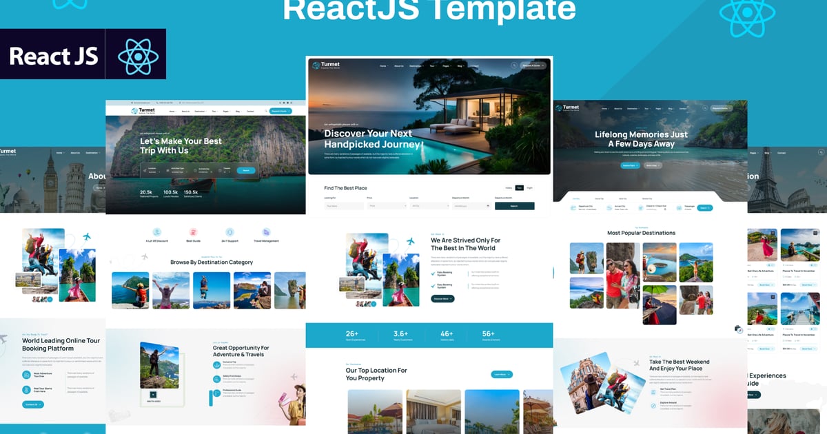 旅游代理 ReactJS 模板 – Turmet