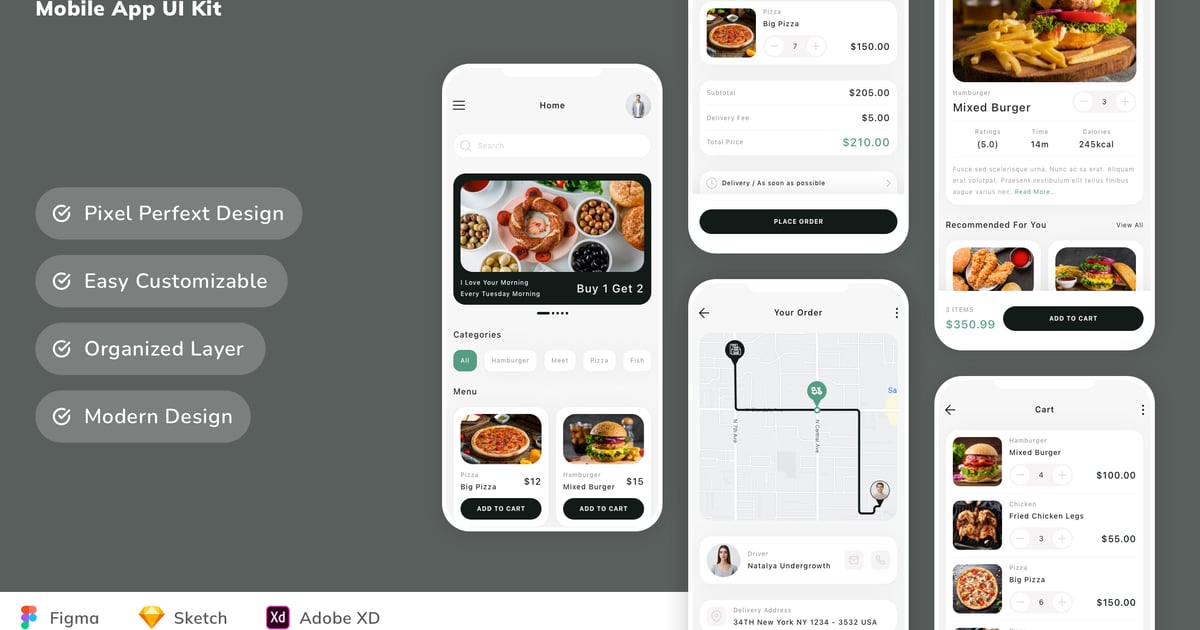 食品订购移动应用 UI 套件