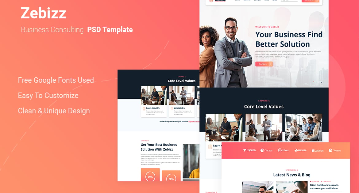 Zebizz – 商业咨询 PSD 模板