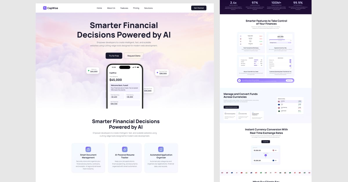 Wise – SaaS 和金融应用落地页