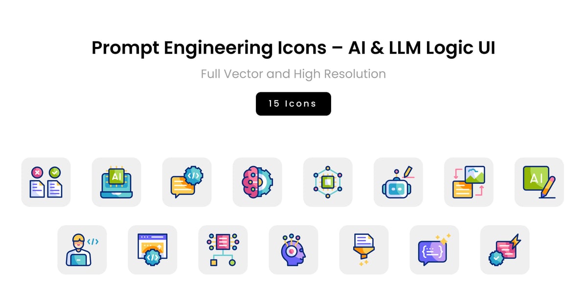 提示工程图标 – AI 和 LLM 逻辑 UI