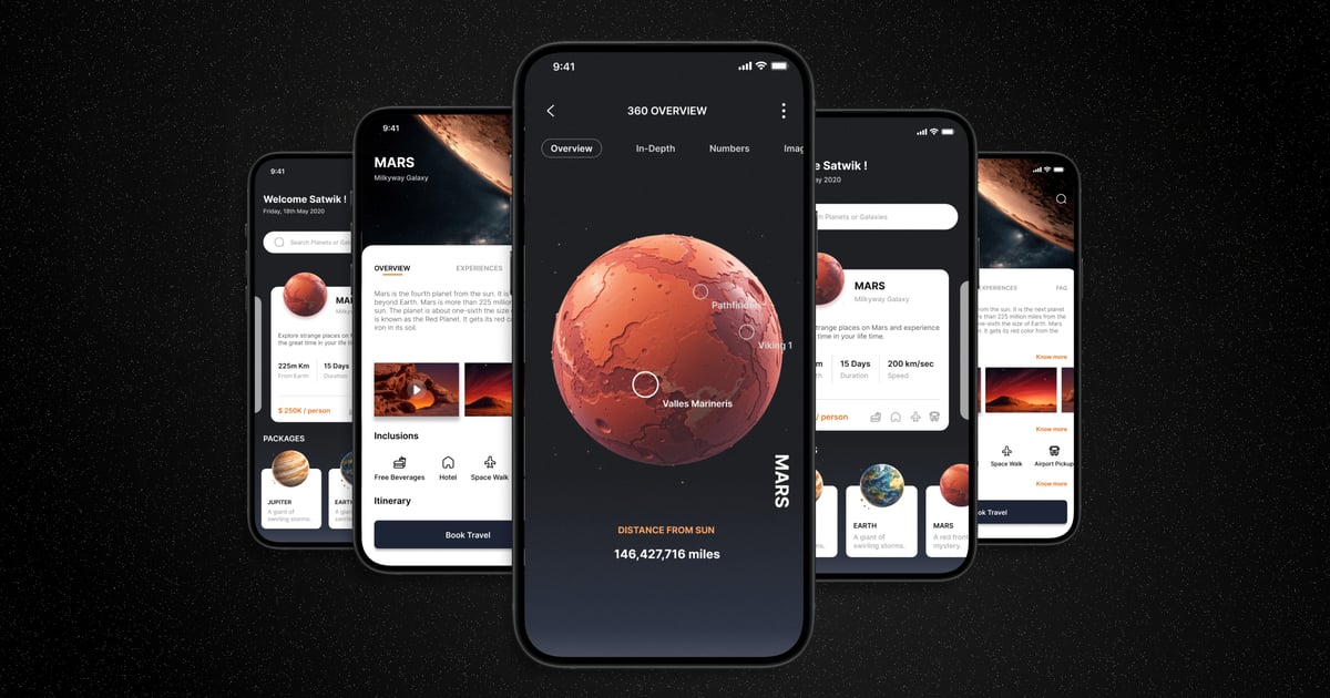 太空旅行 – 移动应用 UI 套件