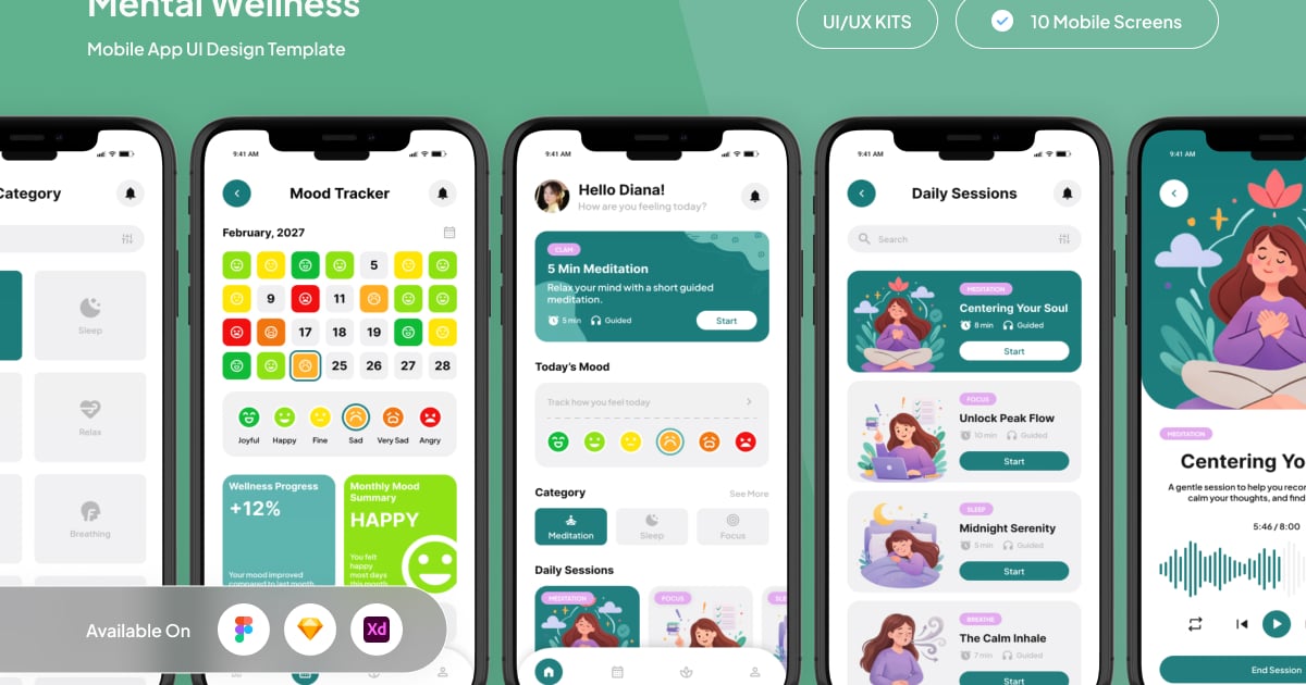 Mindora – 平静健康应用 UI 套件