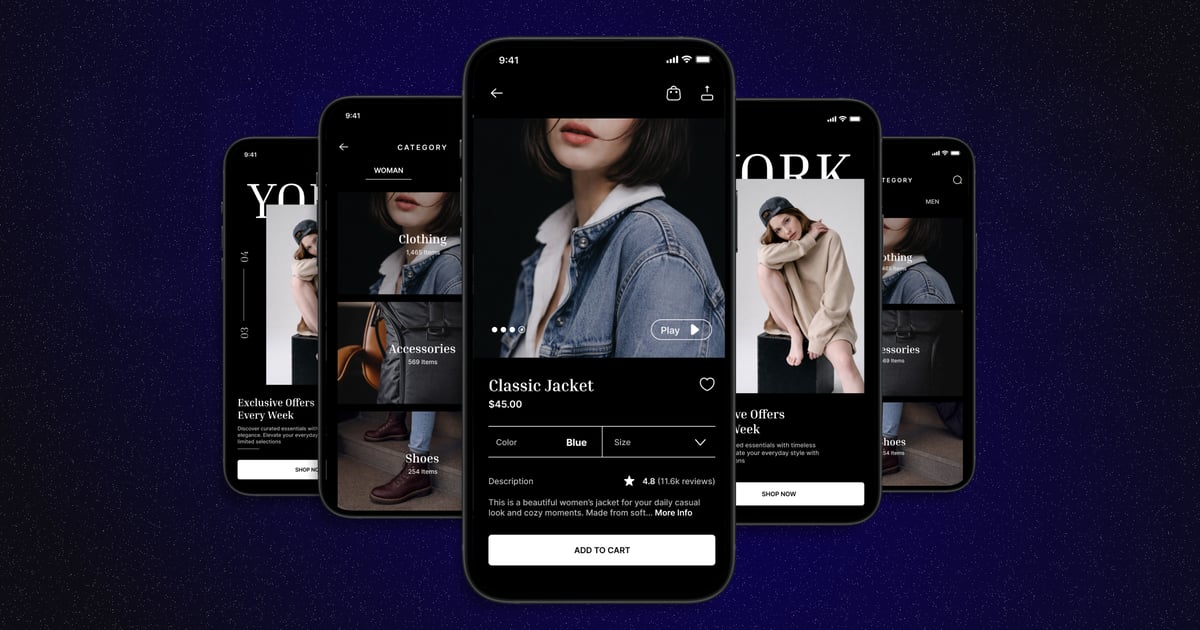 服装店 – 移动应用 UI 套件