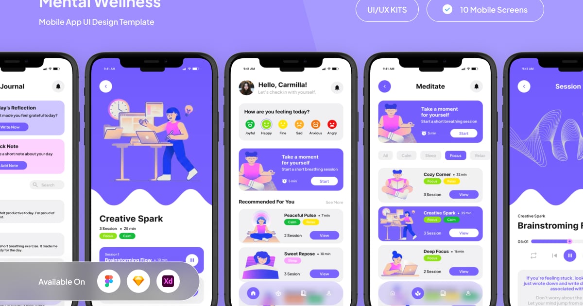 Bloomy – 平静健康应用 UI 套件