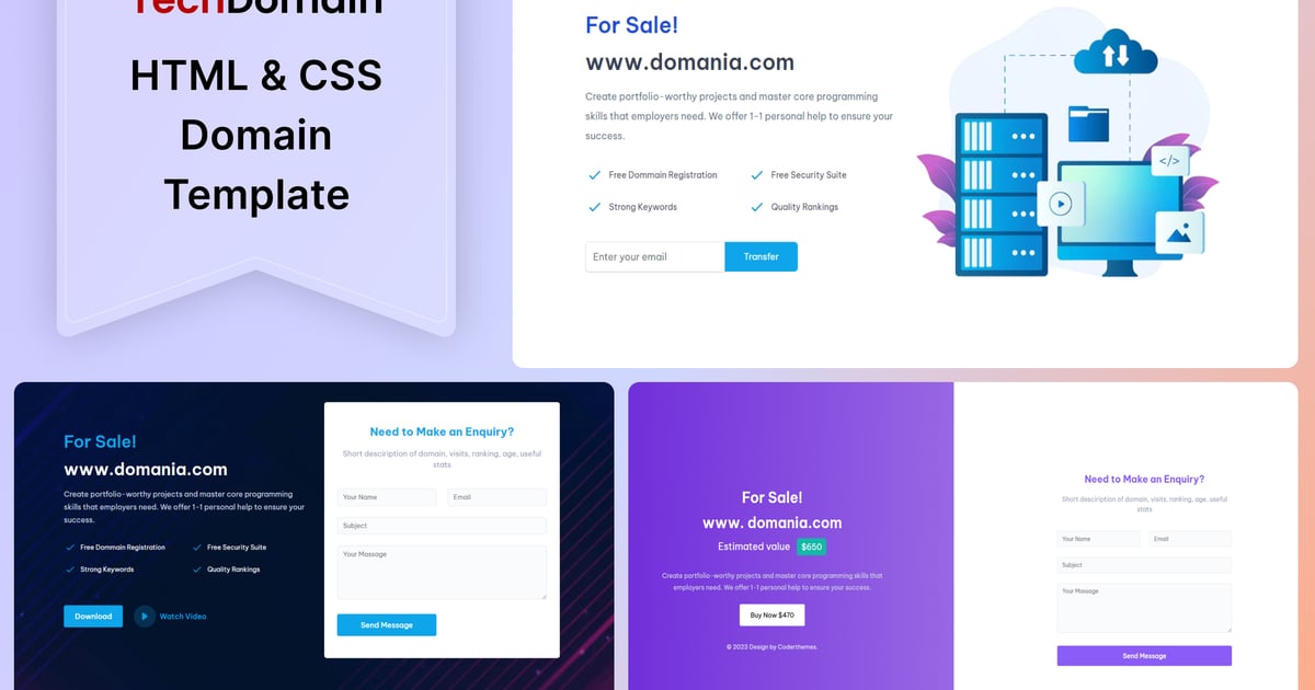 TechDomain – HTML & CSS 域名模板