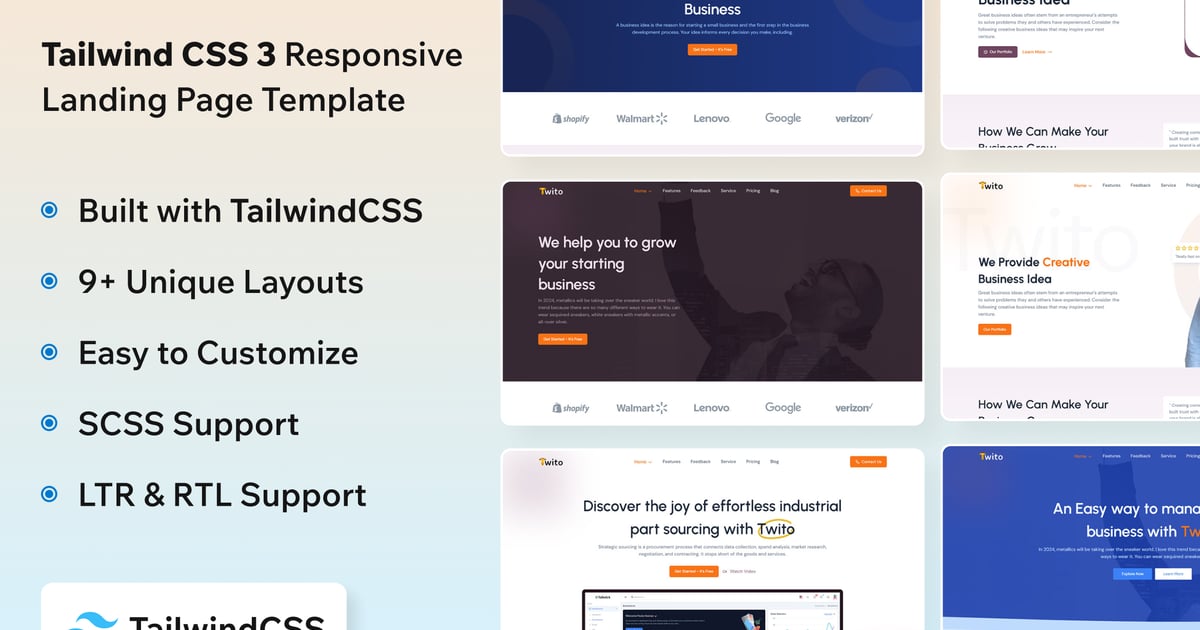 Twito – Tailwind CSS 落地页模板