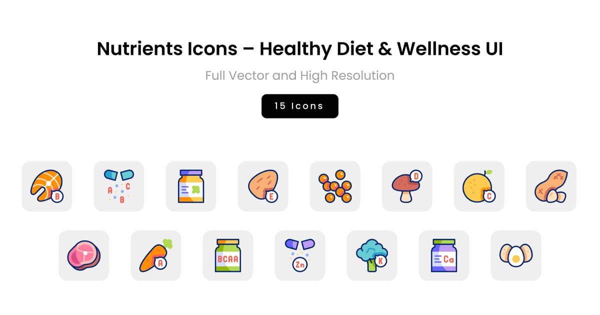 营养素图标 – 健康饮食与健康用户界面