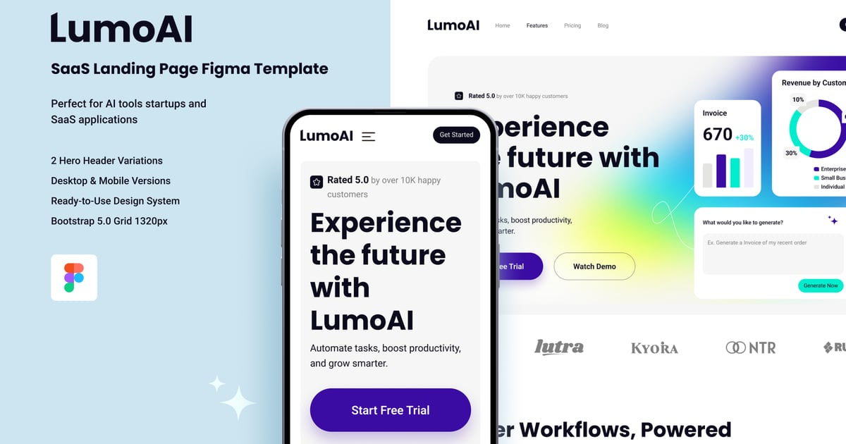 Lumo AI – SaaS 登陆页面 Figma 模板