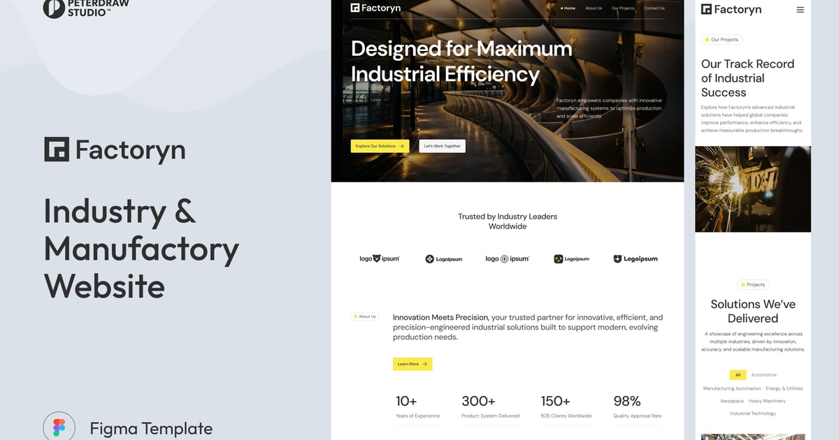 Factoryn – 工业与制造网站 UI Figma