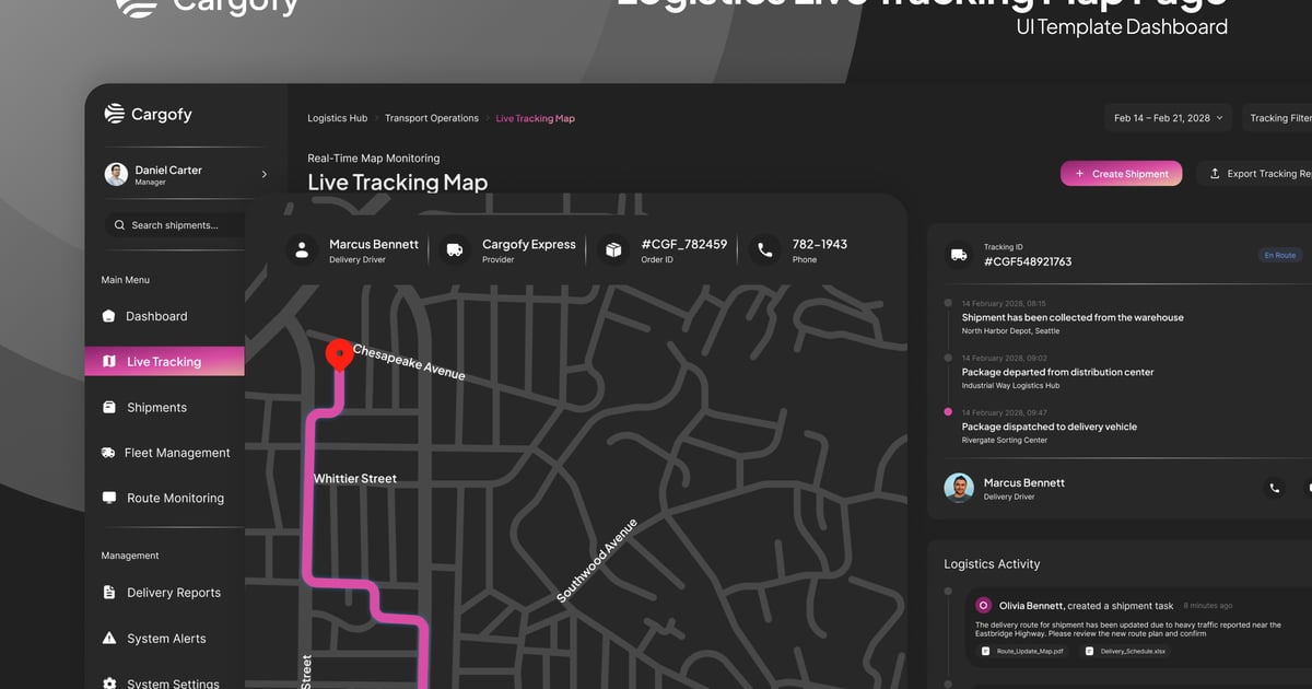 Cargofy – 物流实时追踪地图页面 Figma