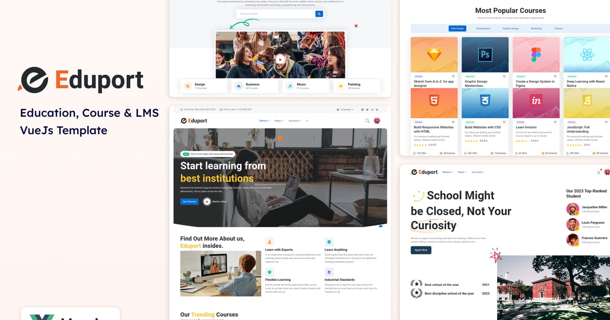 Eduport – Vue 3 LMS、教育和课程模板