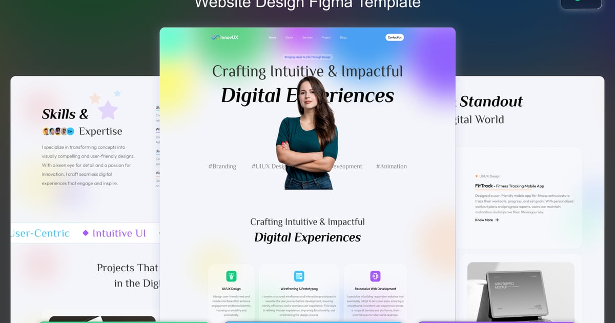 InnovUX – 个人作品集网站 Figma 主题