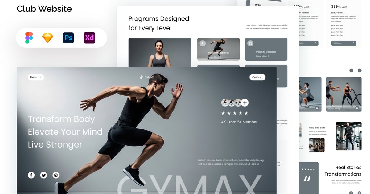 GYMAX – 健身与健康俱乐部网站