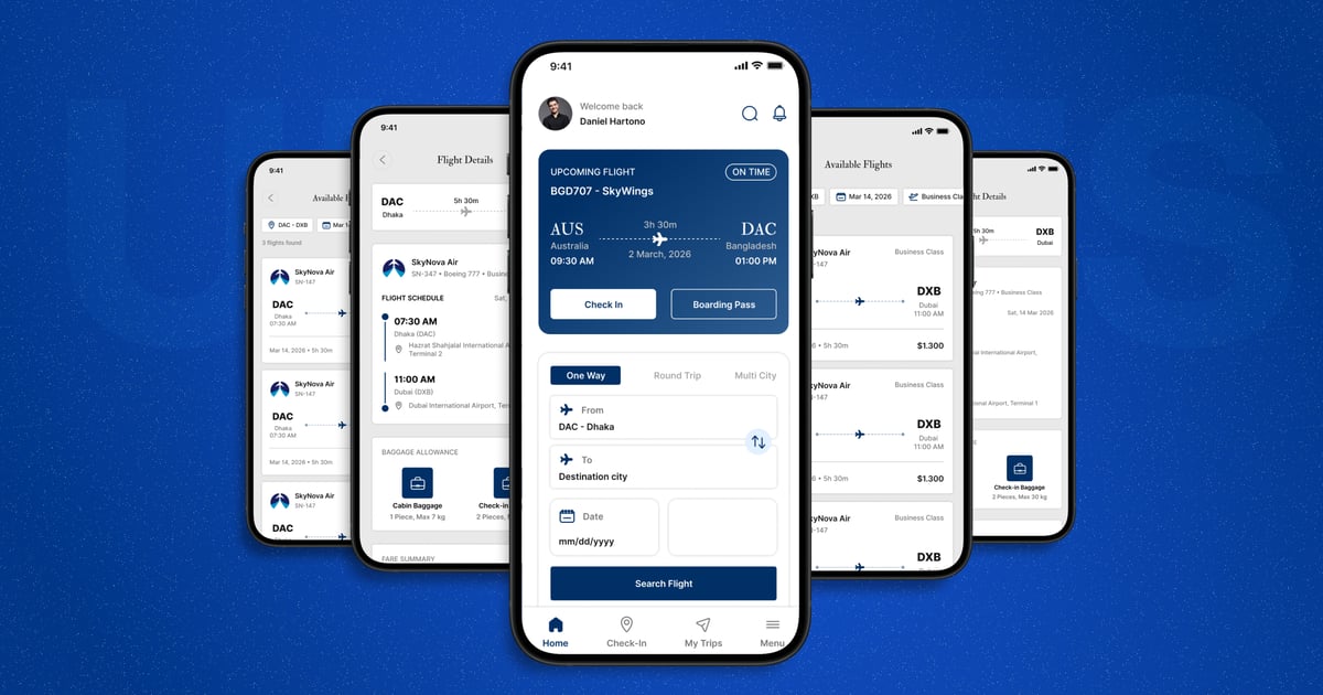 航空公司预订 – 移动应用 UI 套件