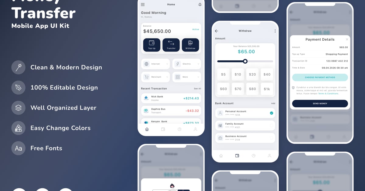 汇款移动应用 UI 套件