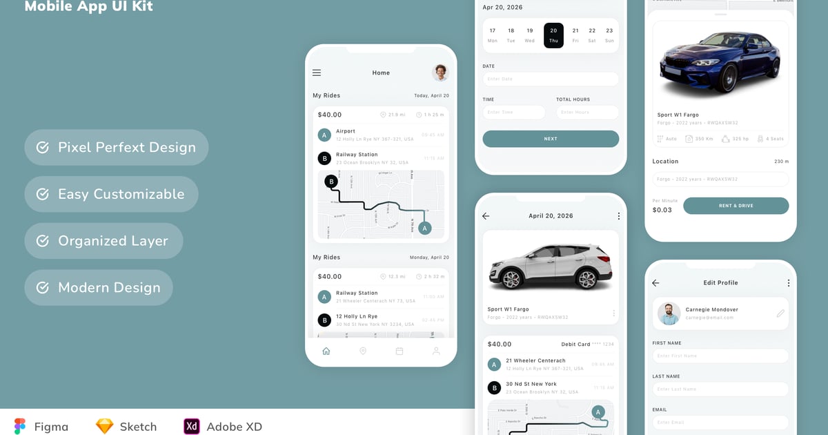 汽车租赁平台移动应用 UI 套件