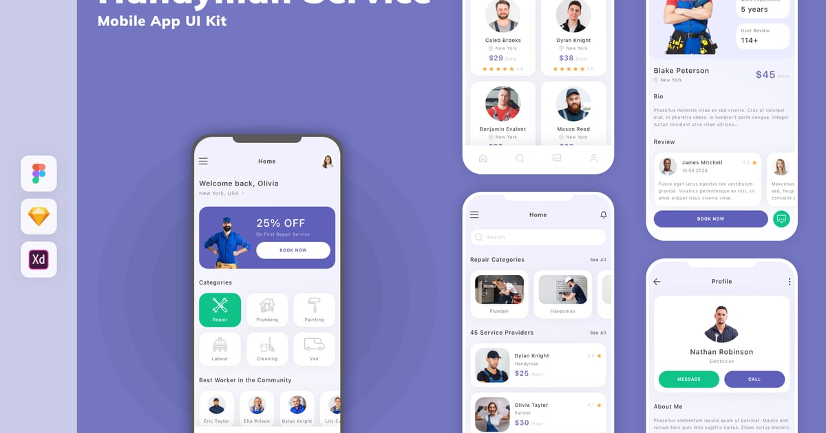 维修服务移动应用 UI 套件