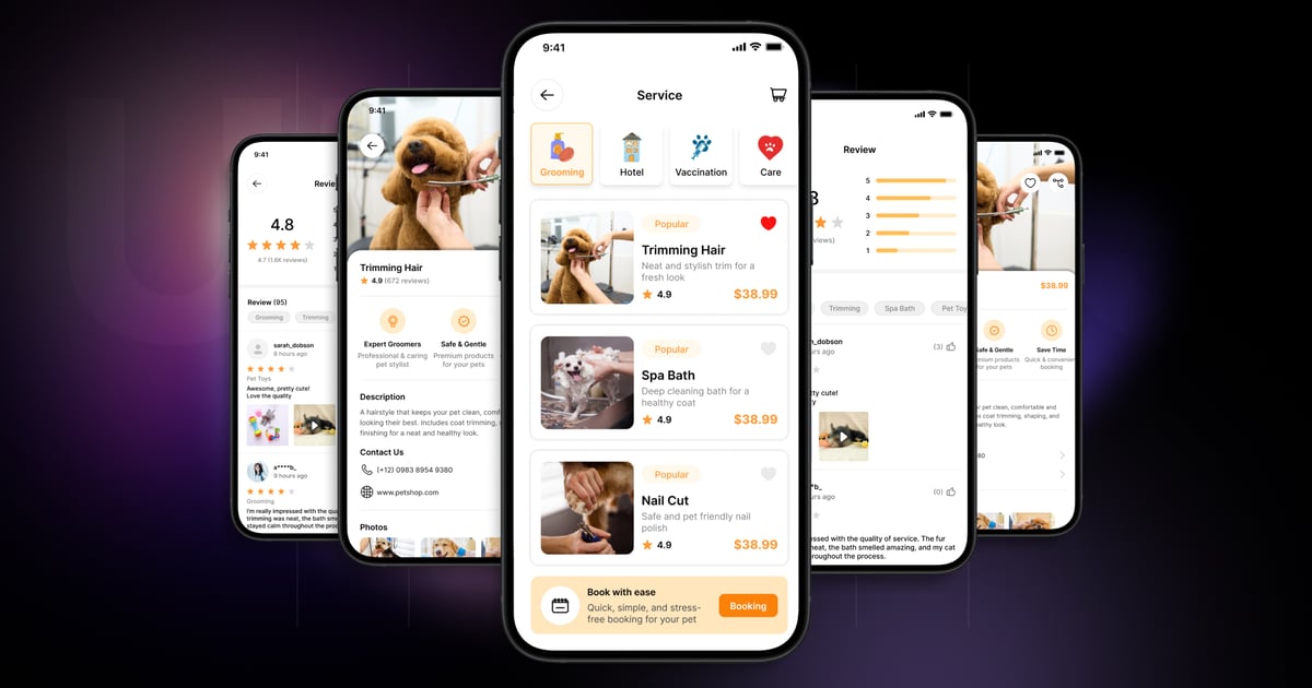 宠物服务 – 移动应用 UI 套件