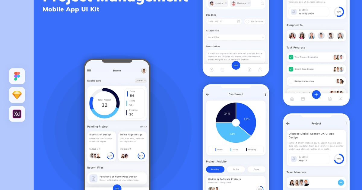 项目管理移动应用 UI 套件