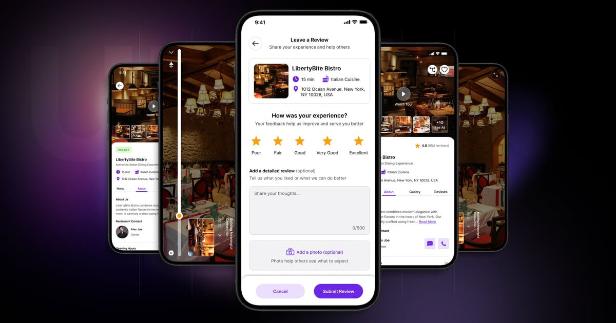 餐厅预订 – 移动应用 UI 套件