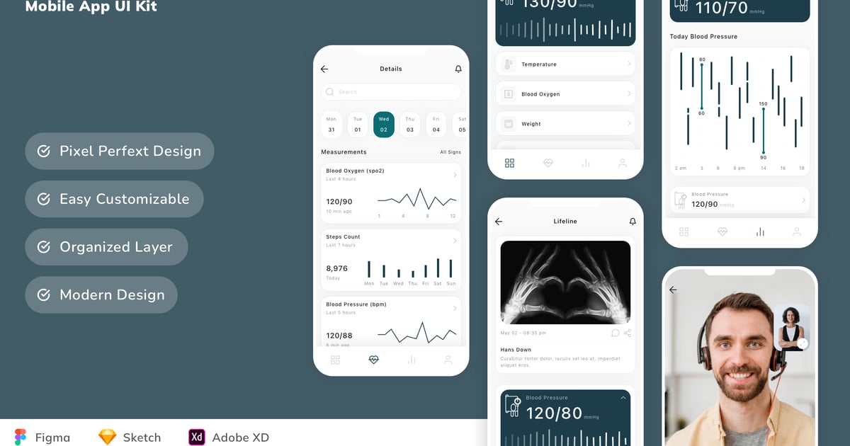 虚拟健康移动应用 UI 套件
