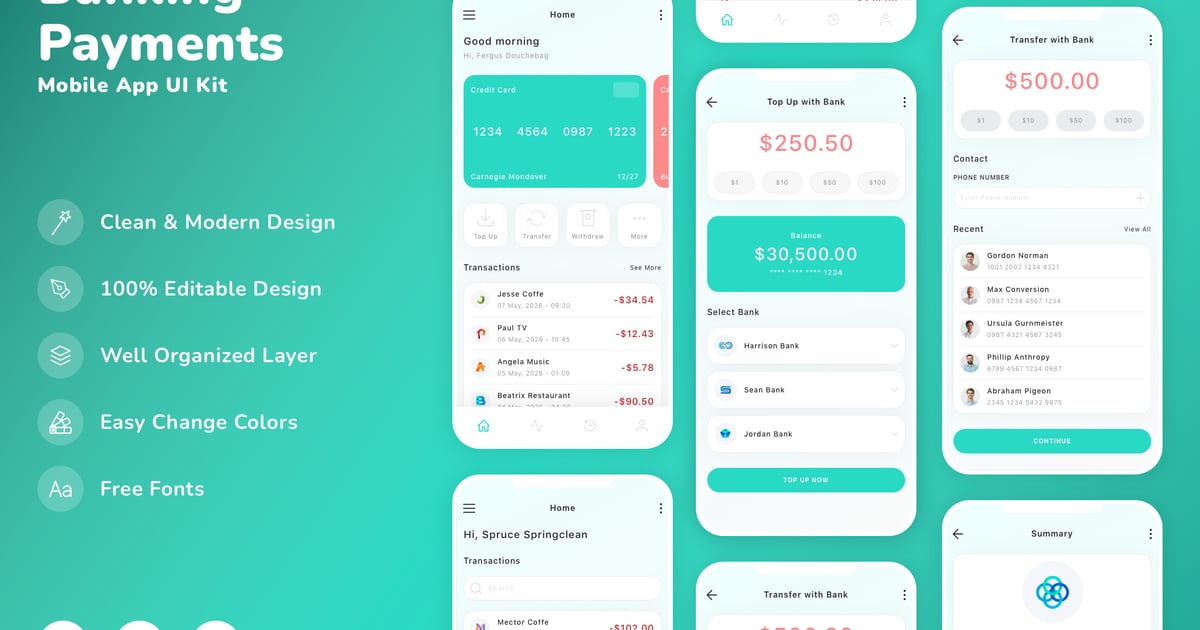 银行与支付移动应用 UI 套件