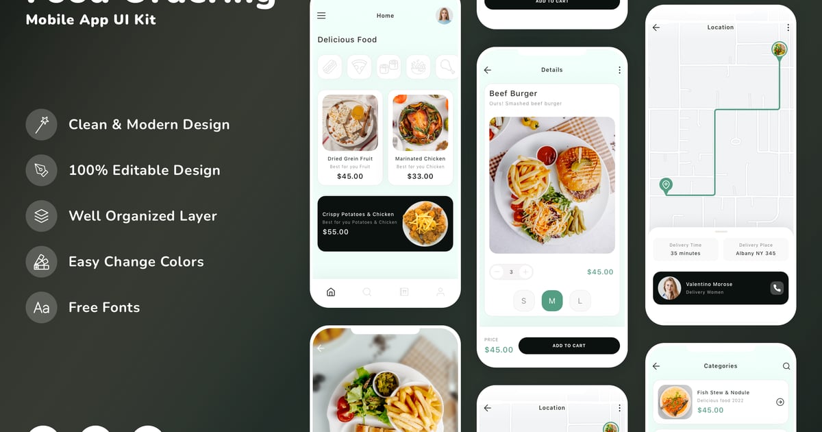 食品订购移动应用 UI 套件