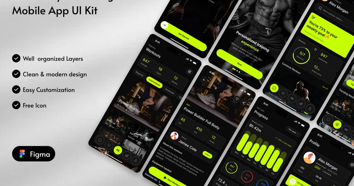 Fit Hub 健身训练移动应用 UI 套件
