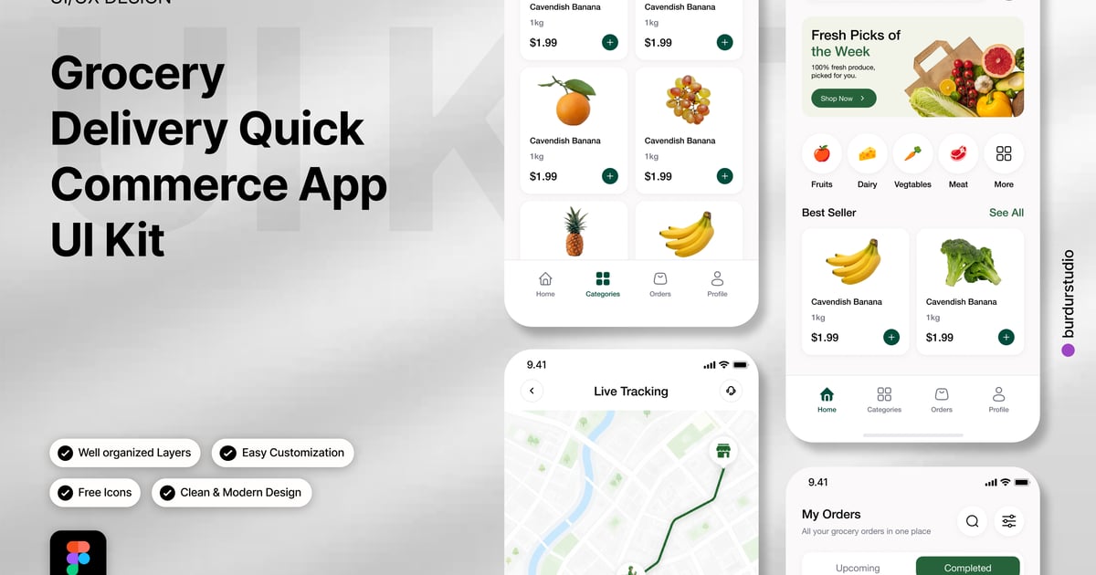 生鲜配送快捷商务移动应用 UI 套件
